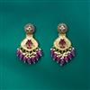 Indo Western Mother Of Pearl Earring With Mehndi Plating