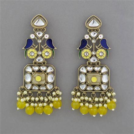Indo Western Mother Of Pearl Earring with Mehndi Plating