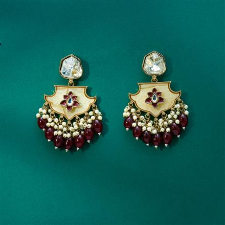 Indo Western Mother Of Pearl Earring With Mehndi Plating