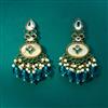Indo Western Mother Of Pearl Earring With Mehndi Plating