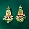 Indo Western Mother Of Pearl Earring With Mehndi Plating
