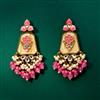 Indo Western Mother Of Pearl Earring With Mehndi Plating