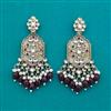 Indo Western Mother Of Pearl Earring with Mehndi Plating