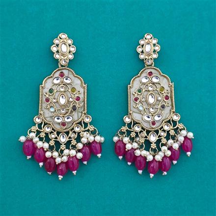 Indo Western Mother Of Pearl Earring with Mehndi Plating