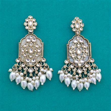 Indo Western Mother Of Pearl Earring with Mehndi Plating