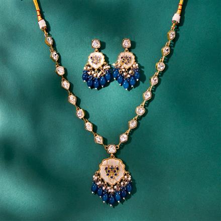 Indo Western Mother Of Pearl Necklace With Mehndi Plating