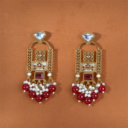 Indo Western Mother Of Pearl Earring With Mehndi Plating