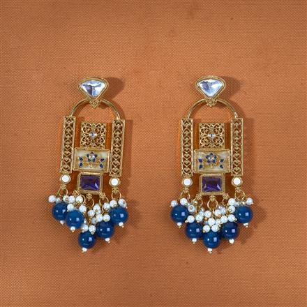 Indo Western Mother Of Pearl Earring With Mehndi Plating
