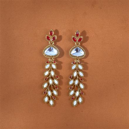Indo Western Mother Of Pearl Earring With Mehndi Plating