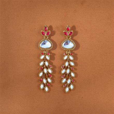 Indo Western Mother Of Pearl Earring With Mehndi Plating