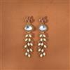 Indo Western Mother Of Pearl Earring With Mehndi Plating