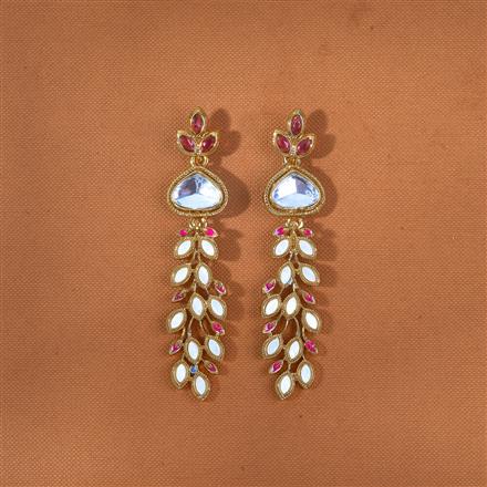 Indo Western Mother Of Pearl Earring With Mehndi Plating