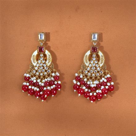 Indo Western Mother Of Pearl Earring With Mehndi Plating
