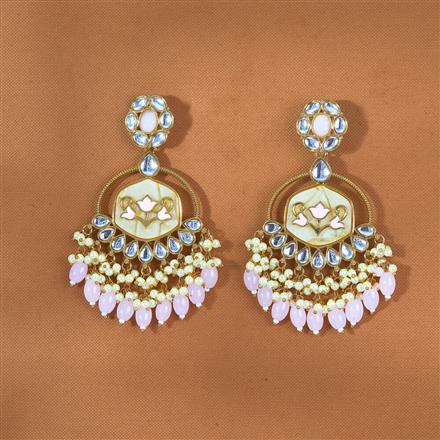 Indo Western Mother Of Pearl Earring With Mehndi Plating