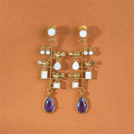 Indo Western Mother Of Pearl Earring With Mehndi Plating