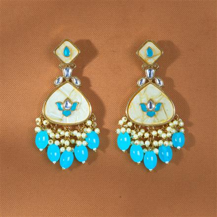 Indo Western Mother Of Pearl Earring With Mehndi Plating