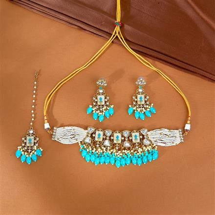 Indo Western Choker Necklace With Mehndi Plating