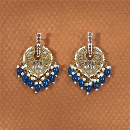 Indo Western Mother Of Pearl Earring With Mehndi Plating