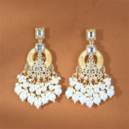 Indo Western Mother Of Pearl Earring With Mehndi Plating