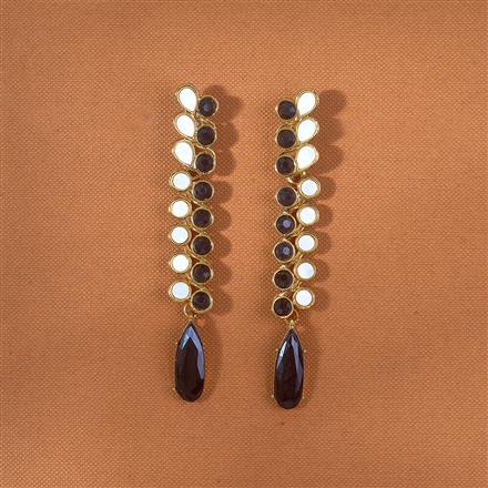 Indo Western Mother Of Pearl Earring With Mehndi Plating