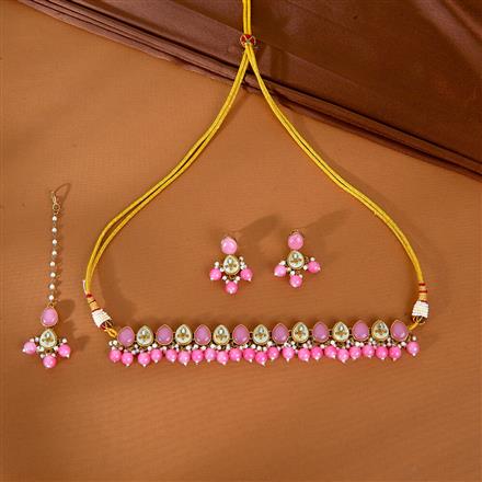 Indo Western Mother Of Pearl Necklace With Mehndi Plating