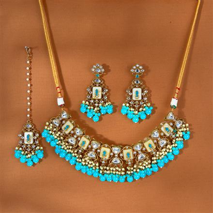 Indo Western Beads Necklace With Mehndi Plating