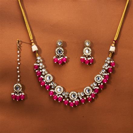 Indo Western Beads Necklace With Mehndi Plating