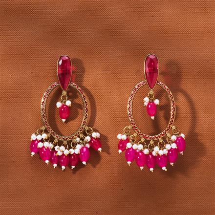 Indo Western Beads Earring With Mehndi Plating