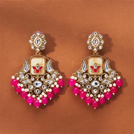 Indo Western Mother Of Pearl Earring With Mehndi Plating