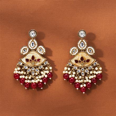 Indo Western Mother Of Pearl Earring With Mehndi Plating