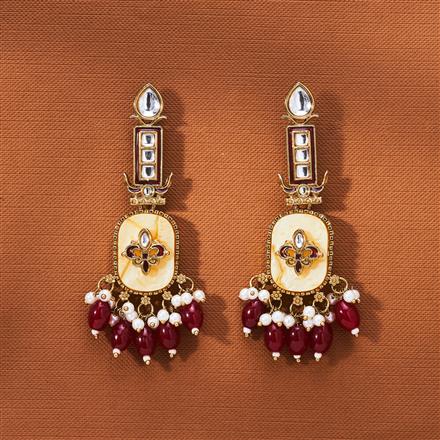 Indo Western Meenakari Earring With Mehndi Plating
