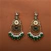 Indo Western Mother Of Pearl Earring With Mehndi Plating