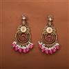 Indo Western Mother Of Pearl Earring With Mehndi Plating