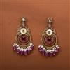 Indo Western Mother Of Pearl Earring With Mehndi Plating
