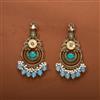 Indo Western Mother Of Pearl Earring With Mehndi Plating