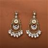 Indo Western Mother Of Pearl Earring With Mehndi Plating