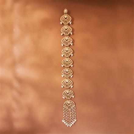 Indo Western Pearl Hair Brooch With Mehndi Plating