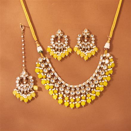Indo Western Beads Necklace With Mehndi Plating
