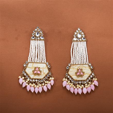 Indo Western Mother Of Pearl Earring With Mehndi Plating