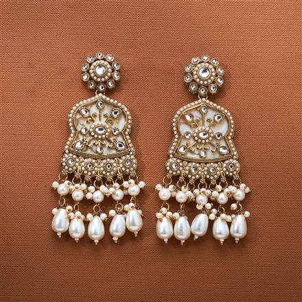 Indo Western Mother Of Pearl Earring With Mehndi Plating