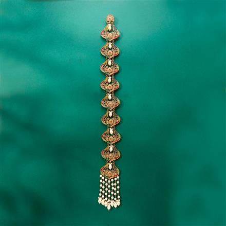 Indo Western Pearl Hair Brooch With Mehndi Plating