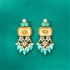 Indo Western Mother Of Pearl Earring With Mehndi Plating