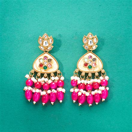 Indo Western Mother Of Pearl Earring With Mehndi Plating