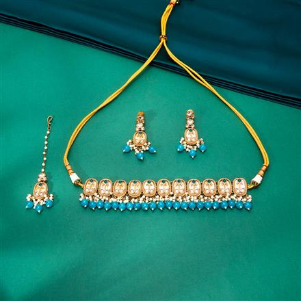 Indo Western Mother Of Pearl Necklace With Mehndi Plating