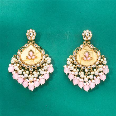 Indo Western Mother Of Pearl Earring With Mehndi Plating