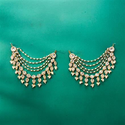 Indo Western Pearl Ear Chain With Mehndi Plating