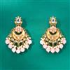 Indo Western Mother Of Pearl Earring With Mehndi Plating