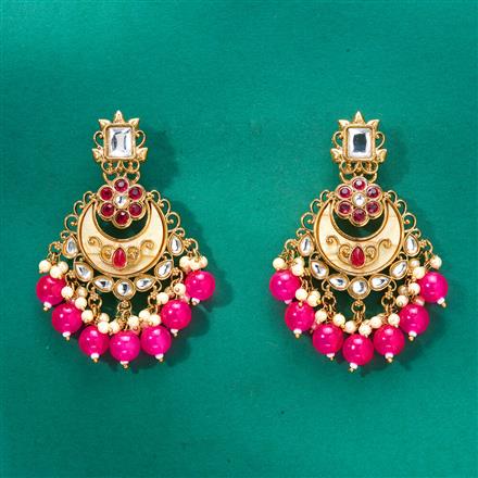 Indo Western Mother Of Pearl Earring With Mehndi Plating