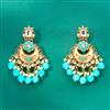 Indo Western Mother Of Pearl Earring With Mehndi Plating