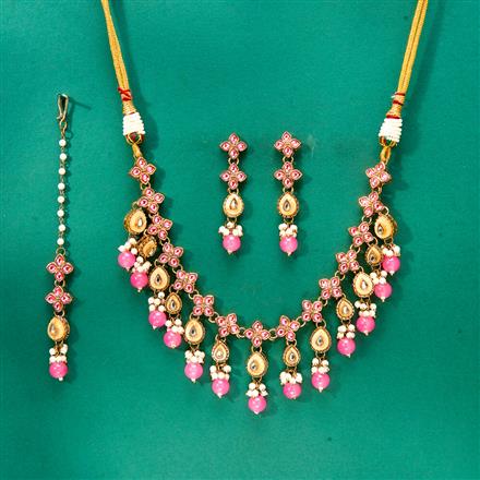 Indo Western Mother Of Pearl Necklace With Mehndi Plating